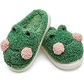Solyinne Women's Cute Frog Slippers - Winter Warm Fluffy Fleece Indoor Outdoor Shoes