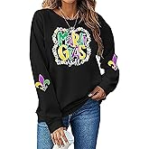 BINLANHANAT Women Mardi Gras Sweatshirt It's Mardi Gras Y'all Carnival Pullover Top Fat Tuesday Casual Long Sleeve Shirt