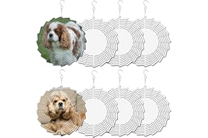 MIVERYEA 8 Pack 8 Inch Sublimation Wind Spinner Blanks, 3D Aluminum Hanging DIY Crafts Ornaments for Indoor Outdoor Garden Yard Decoration Heat Press Transfer Sublimation Blank Gift (Wheel)
