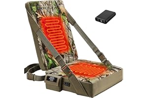 TIDEWE Hunting Seat Cushion Heated with Backrest & Battery Pack, Self-Supporting Water Resistant Hunting Seat for Tree Stand,