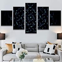 SIGNWIN 5 Panel Canvas Wall Art Modern Art Abstract Brushstroke Closeup Digital Art Minimalism Minimalist Multicolor Pastel for Home Decorations Ready to Hang - 60