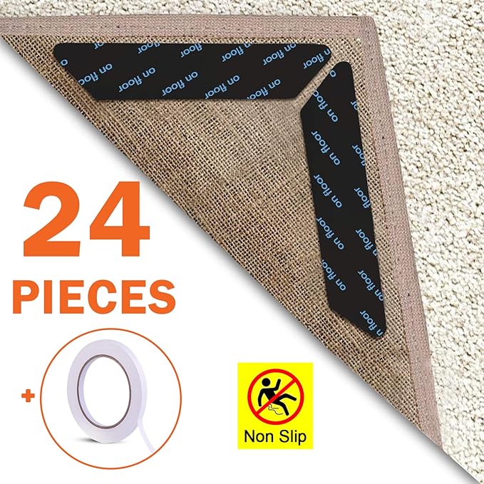 EAONE Rug Gripper 24 Pieces, Anti Curling Rug Gripper Tape Reusable