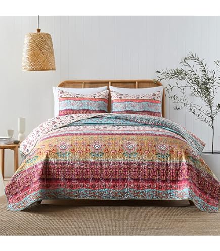Ensemble De Courtepointe Blooming Prairie – Complet/Queen – 3 Pièces – 100% Coton