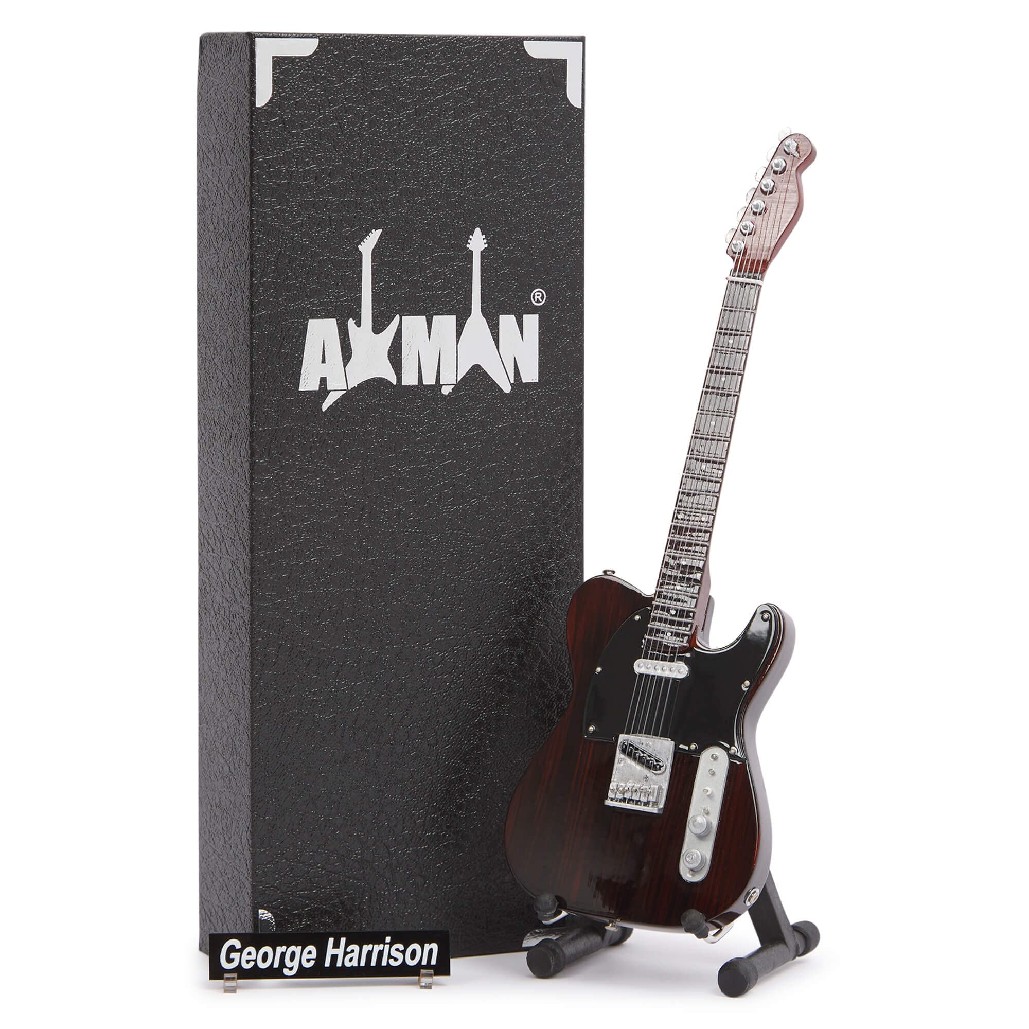 Axman G Harrison - Roof Top Concert Miniature Guitar Replica - Music Gifts - Handmade Ornamental 1/4 Scale - Display Box