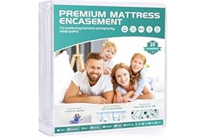 WINKAURA Full Size Waterproof Mattress Protector Fits 6-9" Deep Pocket Spring 54“x75“, Zippered Mattress Encasement Cover with Breathable Soft Premium Terry Top Fabric