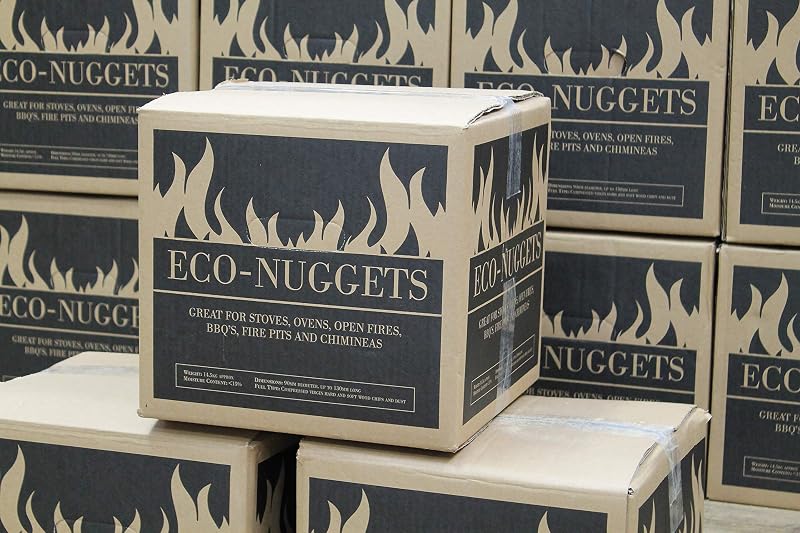 Round Wood Eco-Nugget Briquettes 2 x 14kg Box Woodsure Certified Sustainable