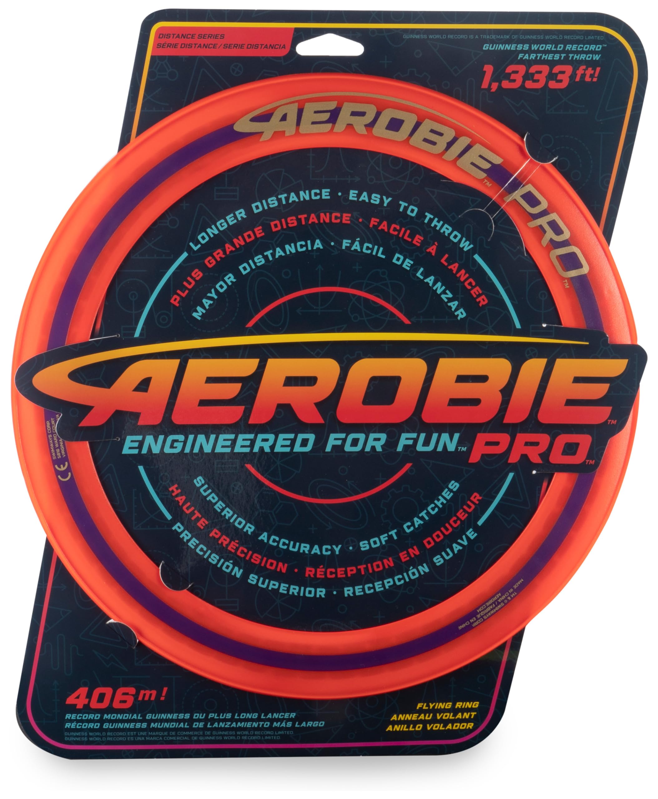 Aerobie Pro Ring Outdoor Flying Disc, 35.6cm, Orange