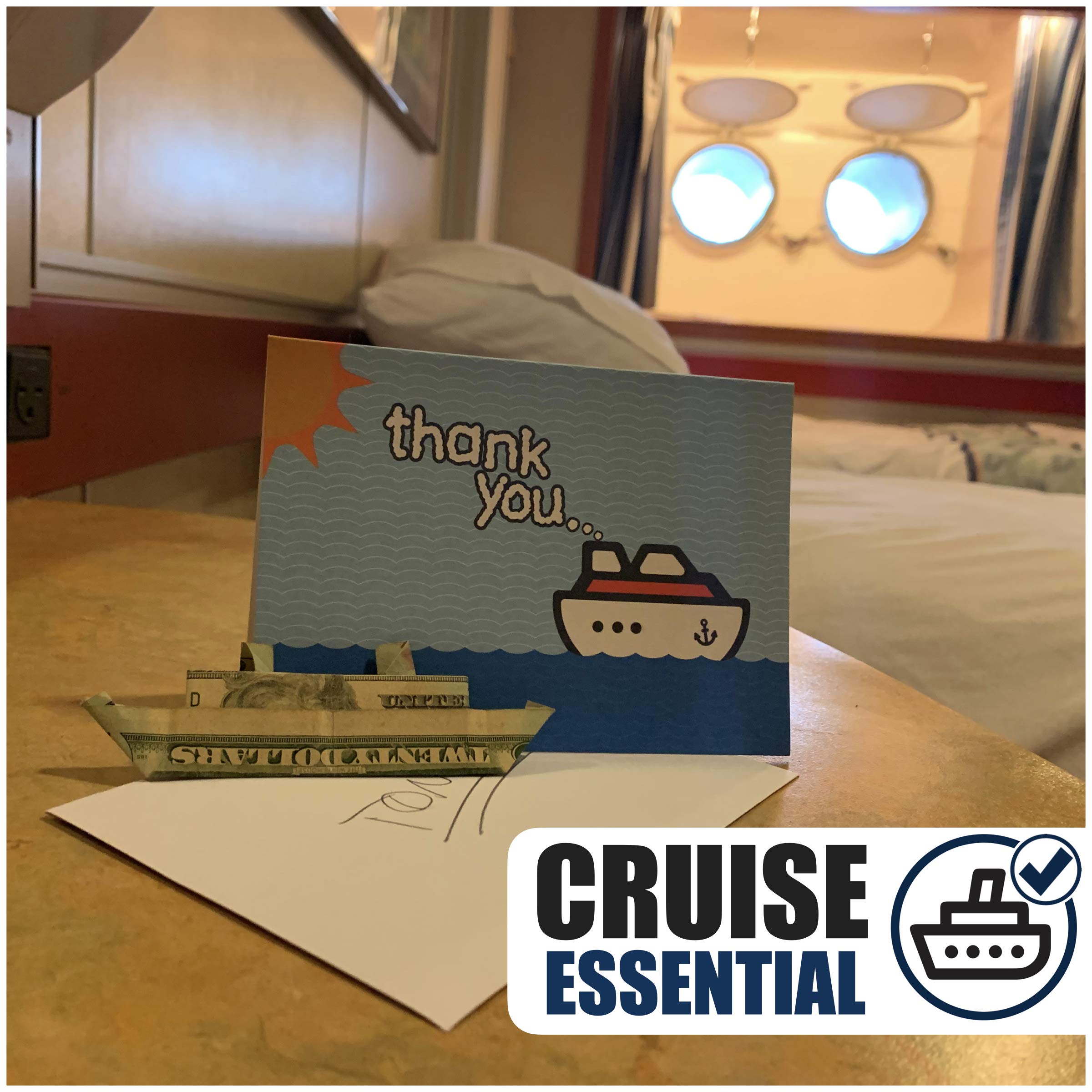 Cruise On Cruise Staff Thank You Cards (6 Pack), Elegant Appreciation Cards for Crew, Servers & Hosts, Premium Quality, Blank Inside for Personalized Messages, Cruise Gift