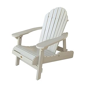 Highwood AD-CHL1-WAE Recycled Plastic Marine-Grade Folding and Reclining Hamilton Adirondack Chair, Adult, Whitewash