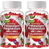 Potassium Magnesium Gummies,High Absorption Magnesium Glycinate,B6,D3,Potassium Citrate for Leg Cramps,Muscle,Electroyte for Adults Kids,Sugar-Free, 120 Gummies (Strawberry Flavor)