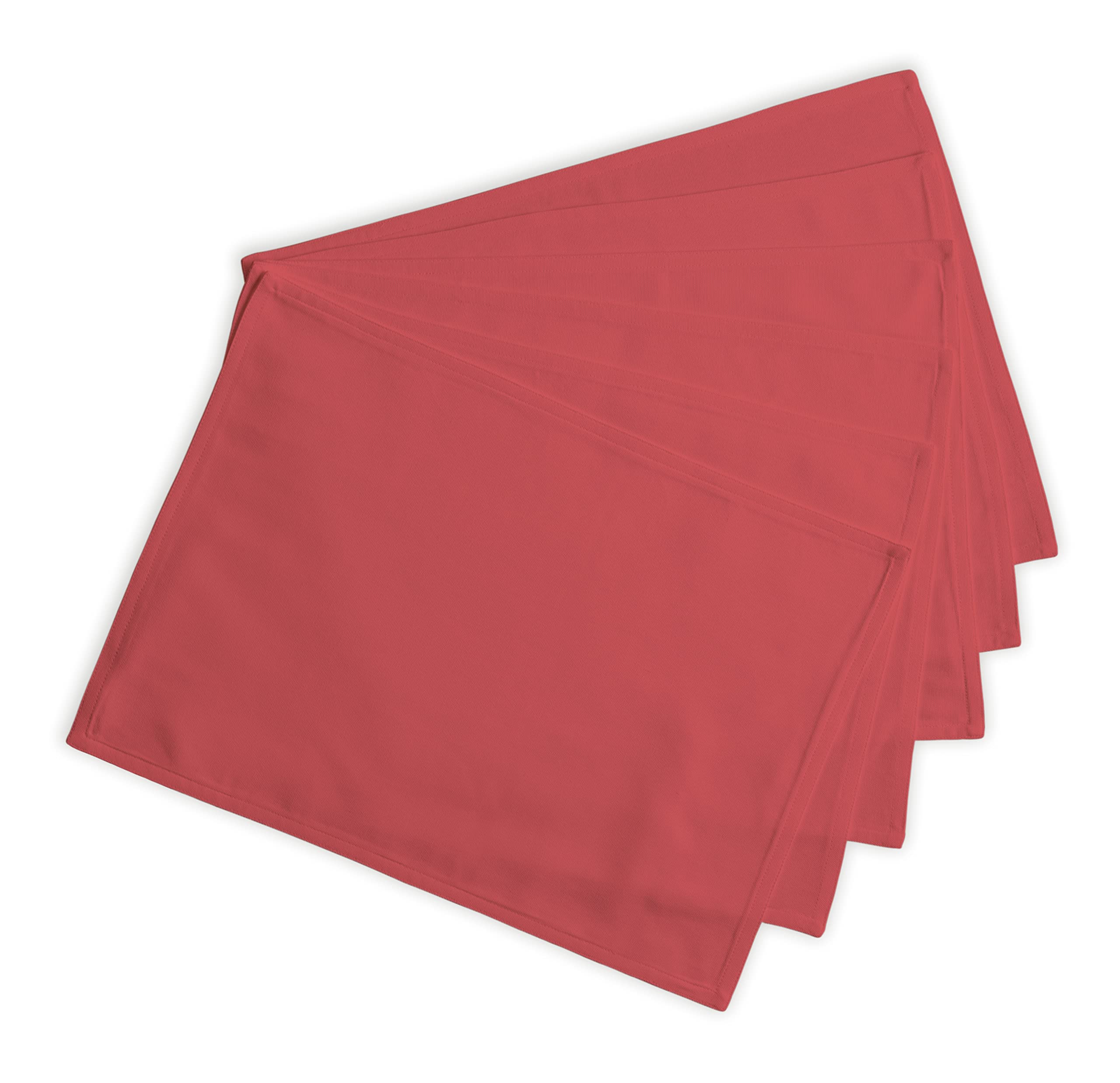 Cloth Placemats Calicot 100% Cotton Set of 6 Washable 13x19 Inches Table Placemats|Reusable Kitchen Dining Table Mat for Wedding Spring Easter Decor, Indoor & Outdoor Party Decor|Light Tomato