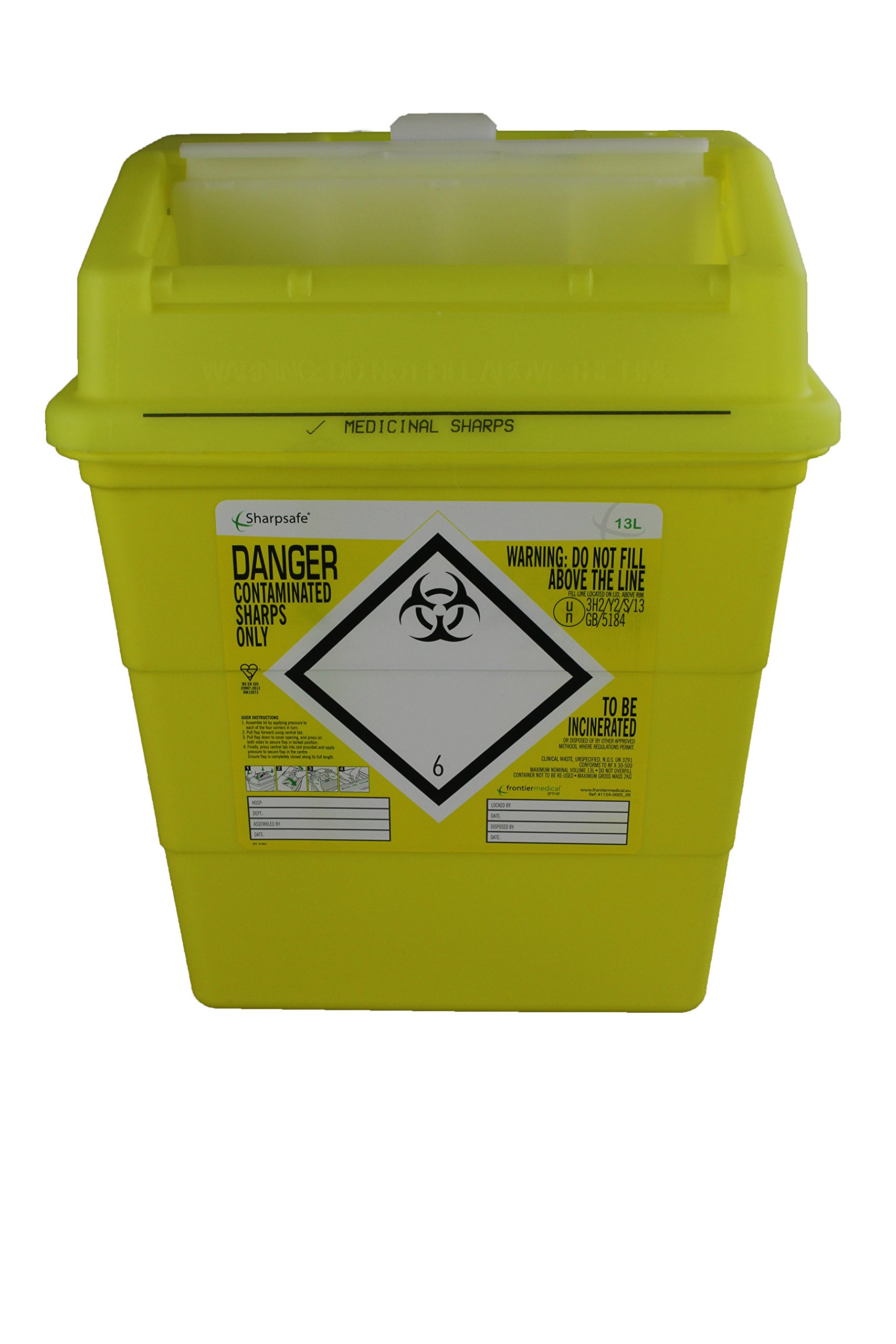 Frontier 41152430 Medical Sharps Disposal Bin/Box, 13 L