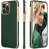 LOHASIC for iPhone 15 Pro Case Leather – Slim Business Designer Cover for Men & Women, Luxury PU Leather Case, Soft Thin Non-Slip Grip Protective Case for iPhone 15 Pro 6.1" (2023) - Dark Green