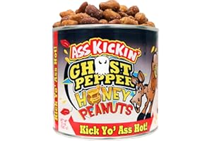 ASS KICKIN' KICKIN’ Ghost Pepper Spicy Hot Peanuts – 12oz - Ultimate Spicy Gourmet Gift Peanuts - Try if you dare!