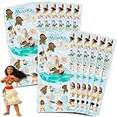 Moana Stickers Party Favors for Girls Kids 12 Pack Bundle | Disney Princess Sticker Sheets for Kids Birthday Party Goodie Bags - Moana Party Supplies