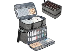 HOMEST Double Layer Nail Polish Organizer Holds 80 Bottles (15ml/0.5 fl. oz) and a Lamp, Case with 2 Removable Pouches for Manicure Tools Storage, Grey(Bag Only)