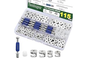 Tanbupu 115PCS Cam Locks for Furniture,3-in-1 Eccentric Hardware Wheels, Cam Lock Nuts and Cam Screws, Furniture Cam Lock Fasteners for Drawer Dresser Cabinet
