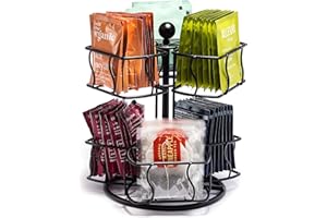 Sorbus Tea Bag Spinning Carousel - Tea Caddy Organizer for Countertop - Matcha Station Accessories - 2 Tier Revolving Storage for Pantry - Holds Up to 60 Large Tea Bags