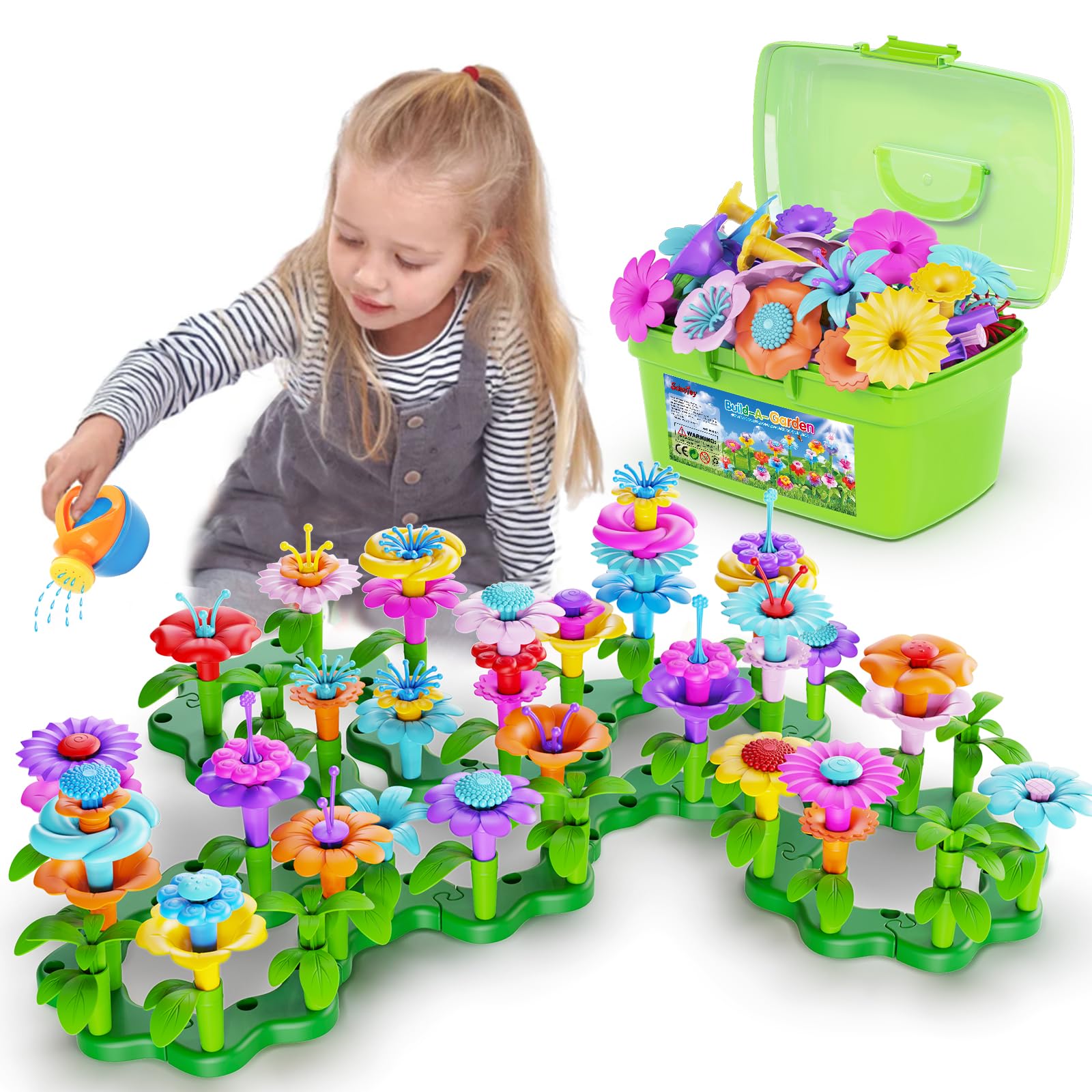 Photo 1 of Scientoy Flower Garden Building Toys, Girl Toys Build a Garden, 130 PCS Flower Pretend Gardening Gift for Kids, Floral Arrangement Playset for Age 3-7 Year Old Child Educational Activity