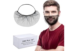 Jamntower 200 Pcs Disposable Honeycomb Nylon Beard Nets 18" Black Protective Beard Covers Breathable Guards for Men Food Service Cooking Kitchen Cleaning