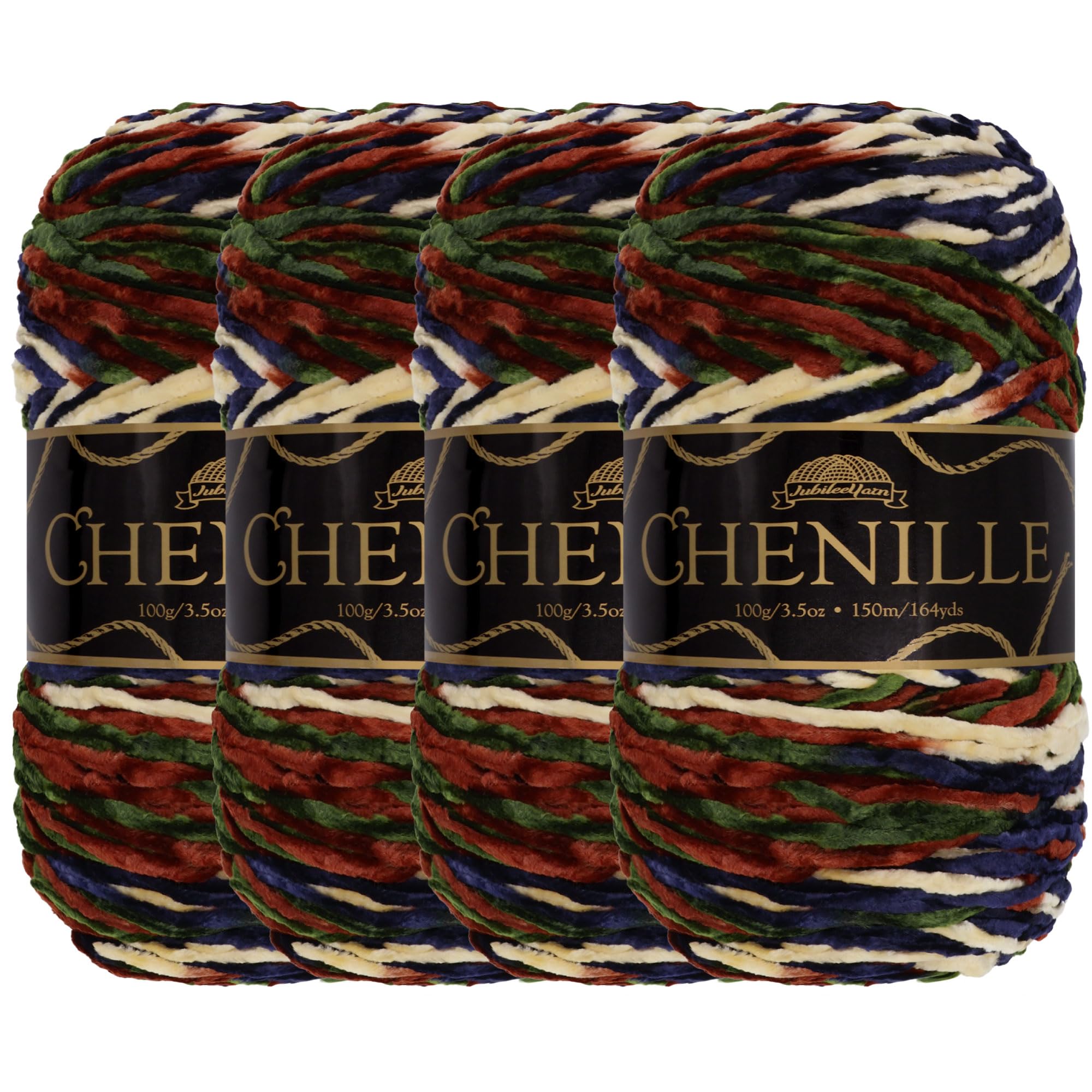 JubileeYarn Chenille Yarn - Worsted Weight - 100g/Skein - Shangri-La - 4 Skeins