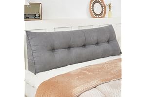 Zelladorra Headboard Pillow for Bed,Triangular Wedge Pillow Headboard Positioning Support While Reading and Resting,Cushion Headboard with Washable Cover, Filled with Cotton (Grey Velvet,Queen)