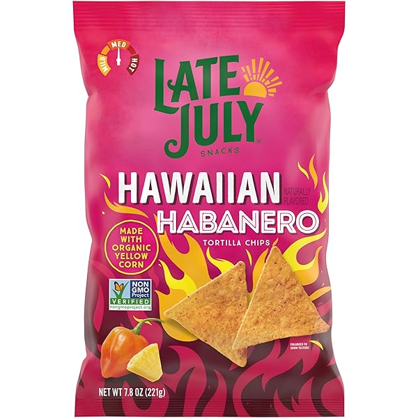 LATE JULY SNACKS, HAWAIIAN HABANERO CORN TORTILLA CHIPS, 7.8 OZ BAG
