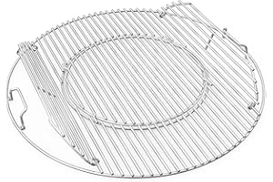 ONLYFIRE only fire Stainless Steel Grill Grate, Gourmet BBQ System Replaced Double-Side Hinged Cooking Grate for Weber 22" Charcoal Kettle Grills