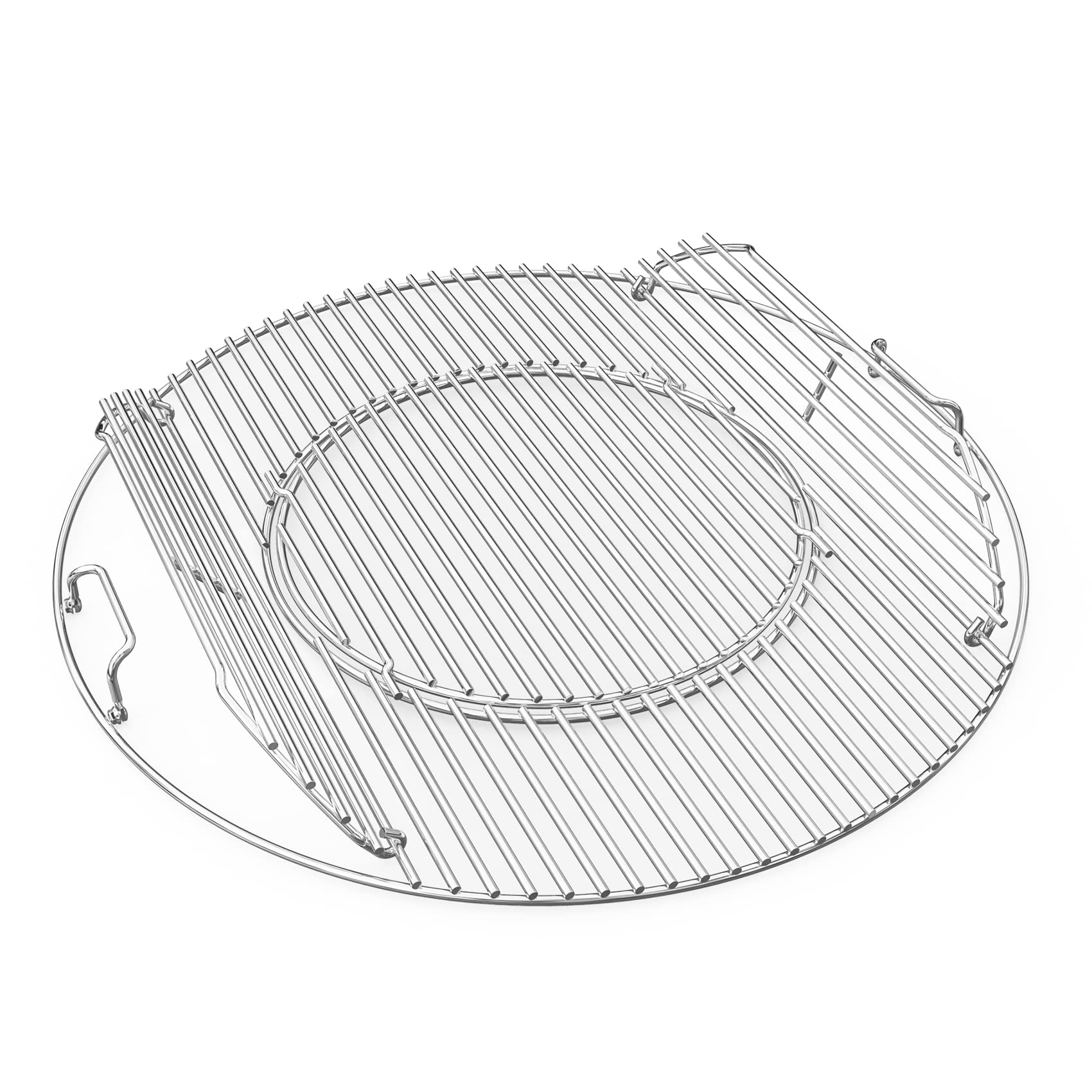 onlyfire Stainless Steel Cooking Grate,BBQ Grill Grate With Diameter 21.5",Double Side Opening with Detachable Handle,for Weber Gourmet BBQ System
