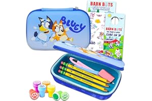 Disney Bluey Pencil Box Set - Bluey School Supplies Bundle with Bluey Pencil Case, Stampers, Stickers, More | Bluey Stationery Set for Girls, Toddlers