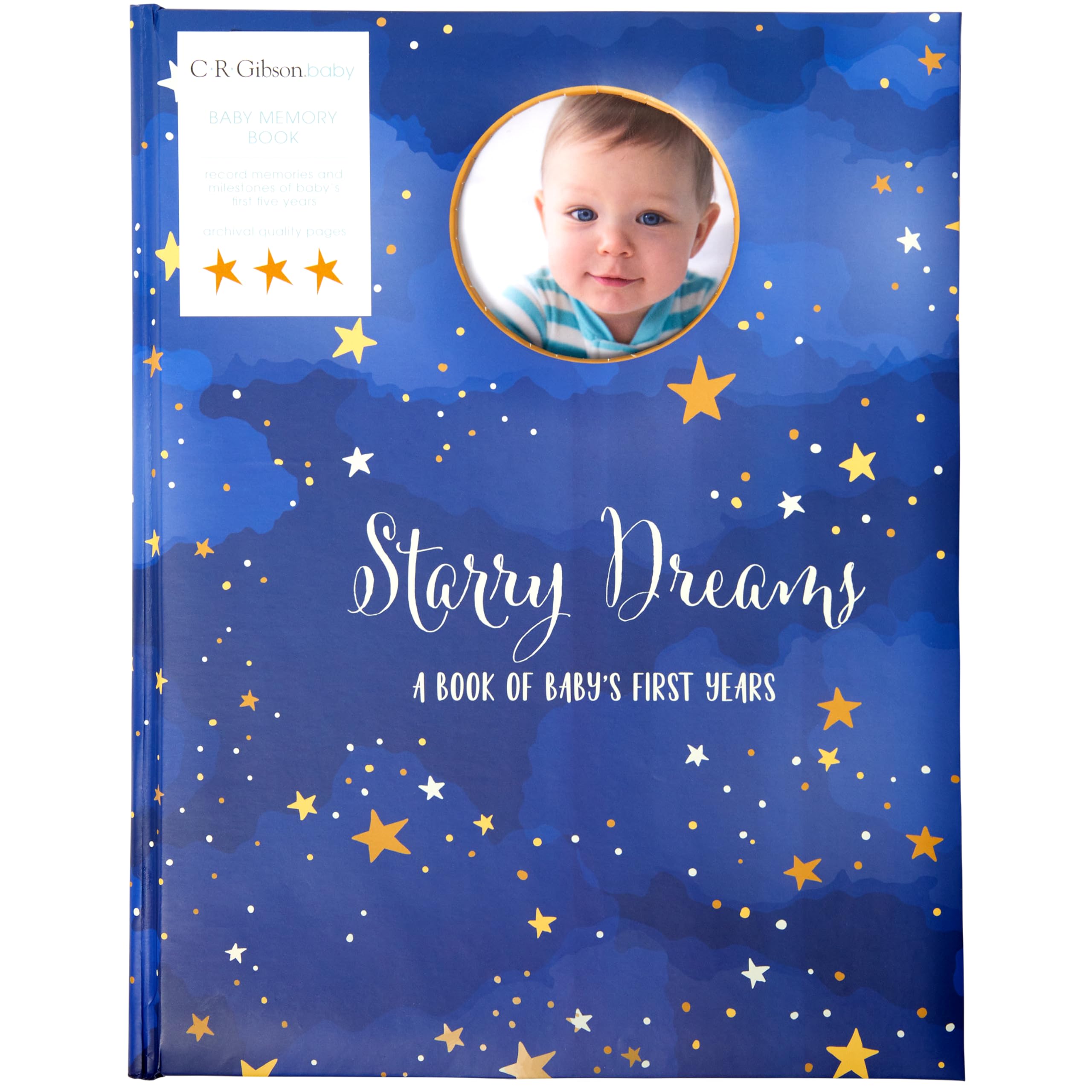 C.R. Gibson Starry Dreams First 5 Years Gender Neutral Baby Memory Book, 8.75