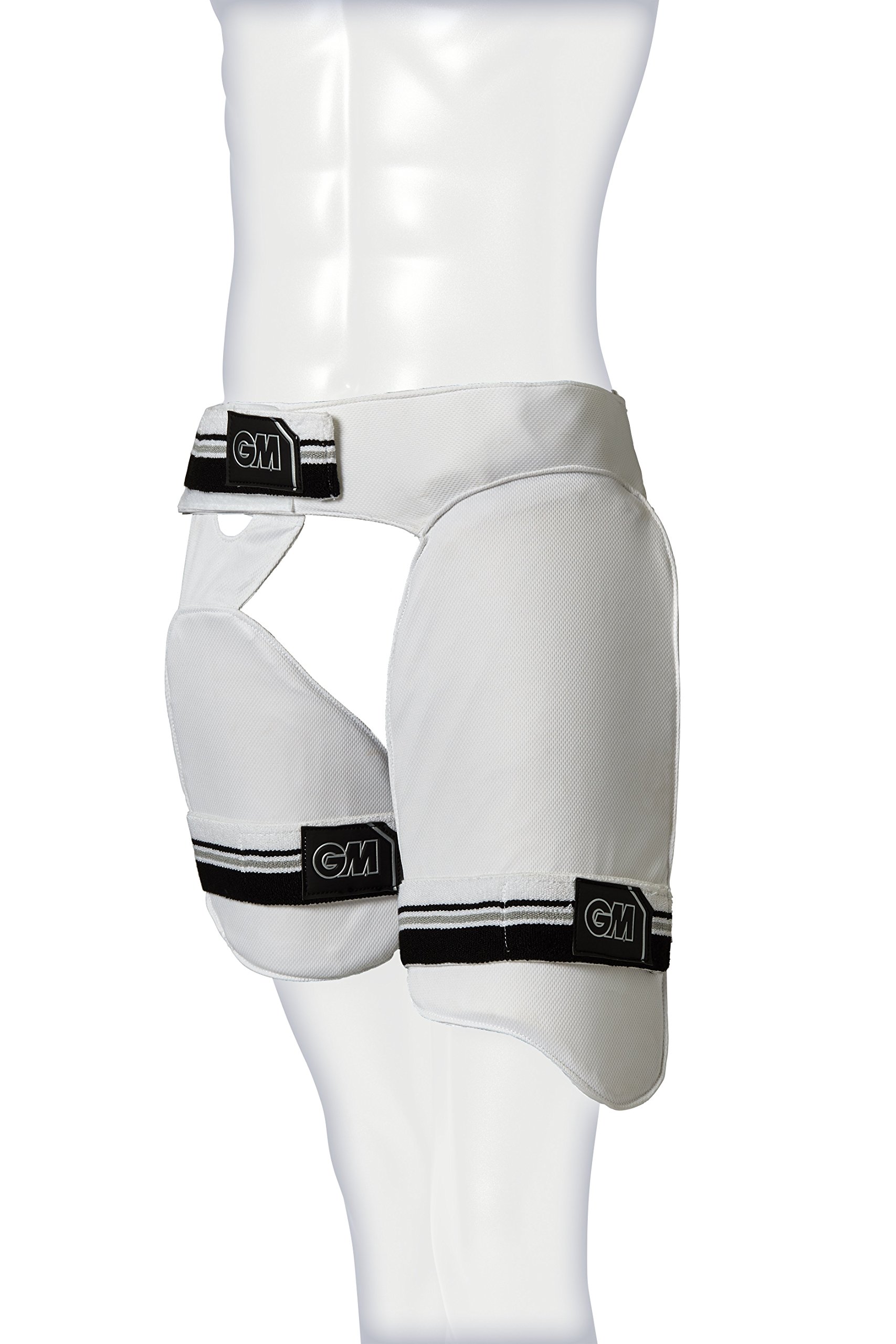 Gunn & Moore GM Cricket | Thigh Pad Set | Original Limited Edition | Moulded 15 mm High Density Foam Protection | Comfort Foam Lining | Soft Elasticated Straps | White | Junior Right Handed