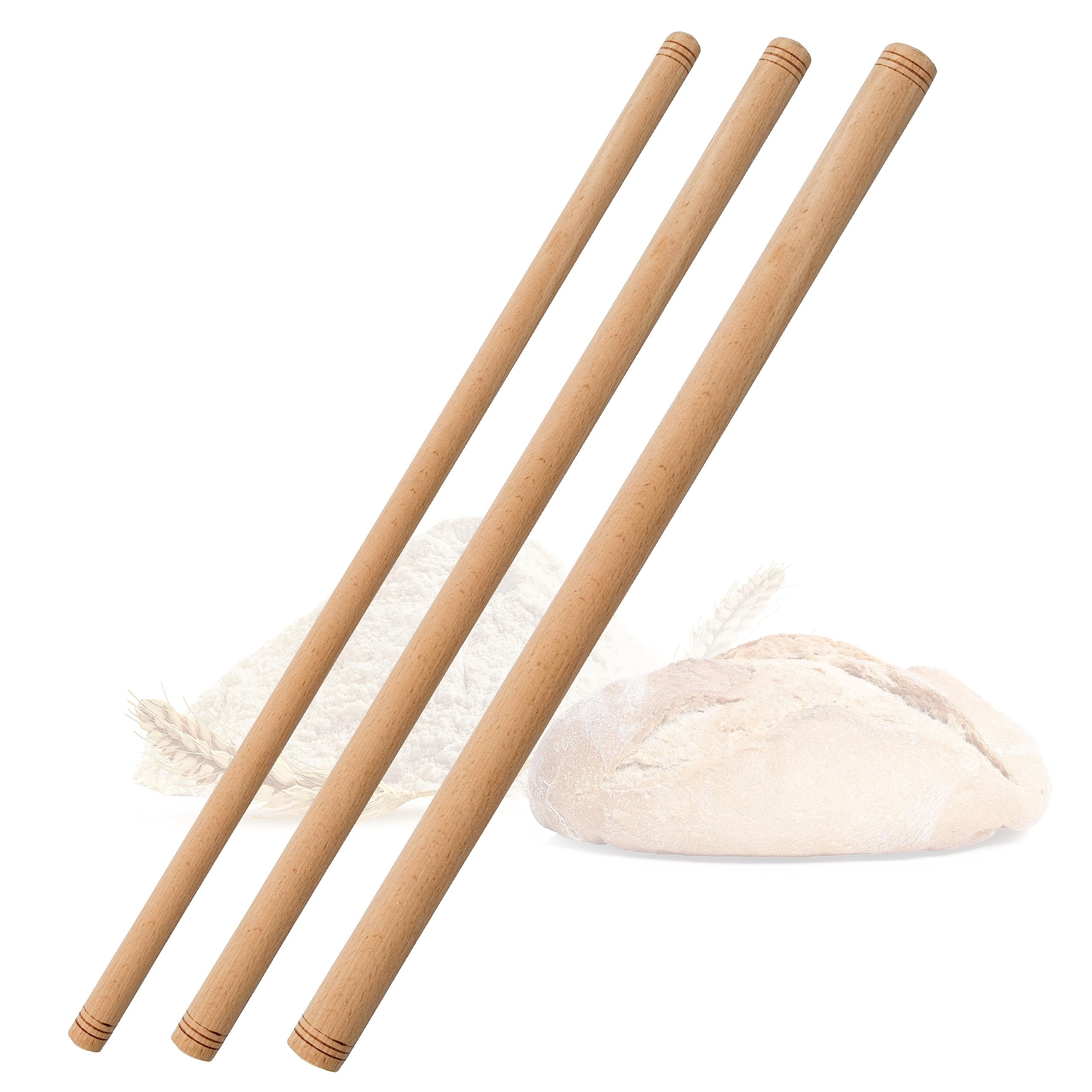Spar-Home Traditional Beech Wood Oklava - Handmade Wooden Rolling Pin (3 x 50 cm)
