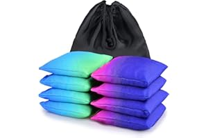 Iheqard Weather Resistant Cornhole Bags, Gradient Corn Hole Bags Set of 8, Cornhole Bean Bags, Modified Size Cornhole Bags for Tossing Game, Includes Tote Bag