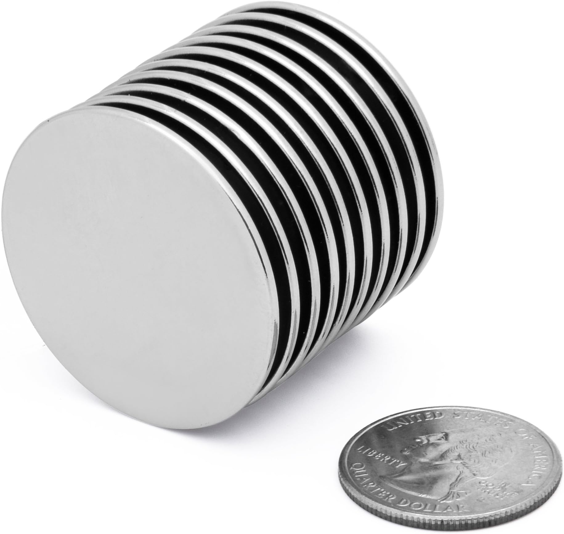 Powerful Neodymium Disc Magnets (10 Pack) Strong N45 Rare-Earth Metal Multi-Use for Fridge, DIY, Building, Scientific, Craft, and Office Magnets