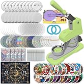 Green Button Maker Machine 58mm (2.25 inch), DIY Button Pin Maker Machine Comes with Free Button Parts, Circle Cutter, Cutting Board, Pattern Paper, Holographic Bags, Colored Film, and Protective Case