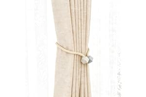 Magnetic Curtain Holdbacks, Set of 2 Adjustable Curtain Wrap-Around No-Drill Design for Living Room Bedroom Window Treatment