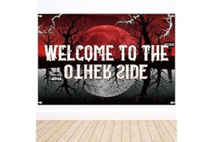 SAVITA Welcome to The Other Side Backdrop, 5x3ft Stranger Spooky Forest Banner Upside Down Spooky Themed Party Decorations for Halloween Birthday Room Wall Decor Photo Props