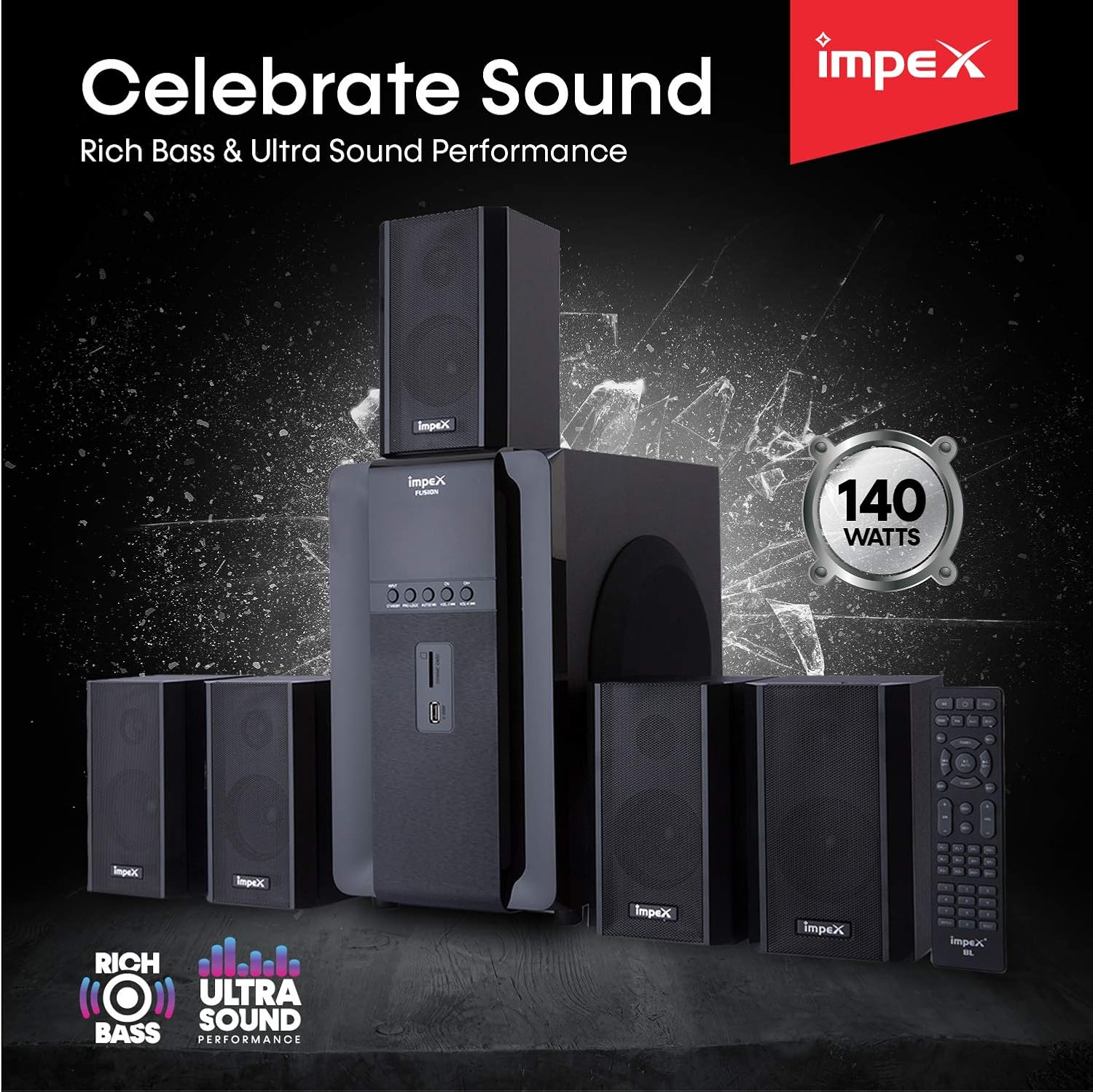 impex fusion 5.1 speaker system