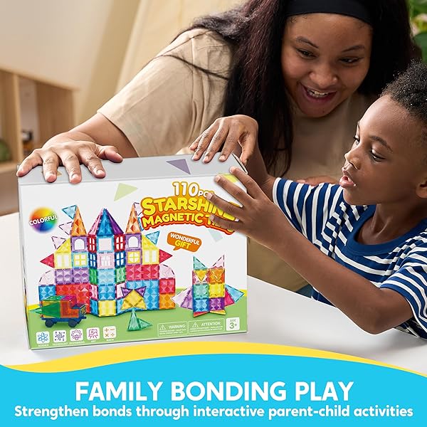 SYNCFUN 110PCS MAGNETIC BUILDING TILES – 3D MAGNET TILES WITH VEHICLE – CONSTRUCTION BLOCKS SET FOR KIDS – STEM SENSORY LEARNING EDUCATIONAL TOYS BIRTHDAY GIFT FOR 3 4 5 6 7 YEAR OLD