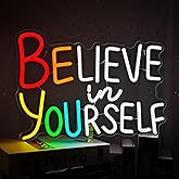 Believe in Yourself Neon Sign for Wall Decor Dimmable Inspiring Quote Neon Sign for Classroom Bar Club Bedroom Hotel Pub Cafe Wedding Office Decoration Birthday Party Gifts USB Powered