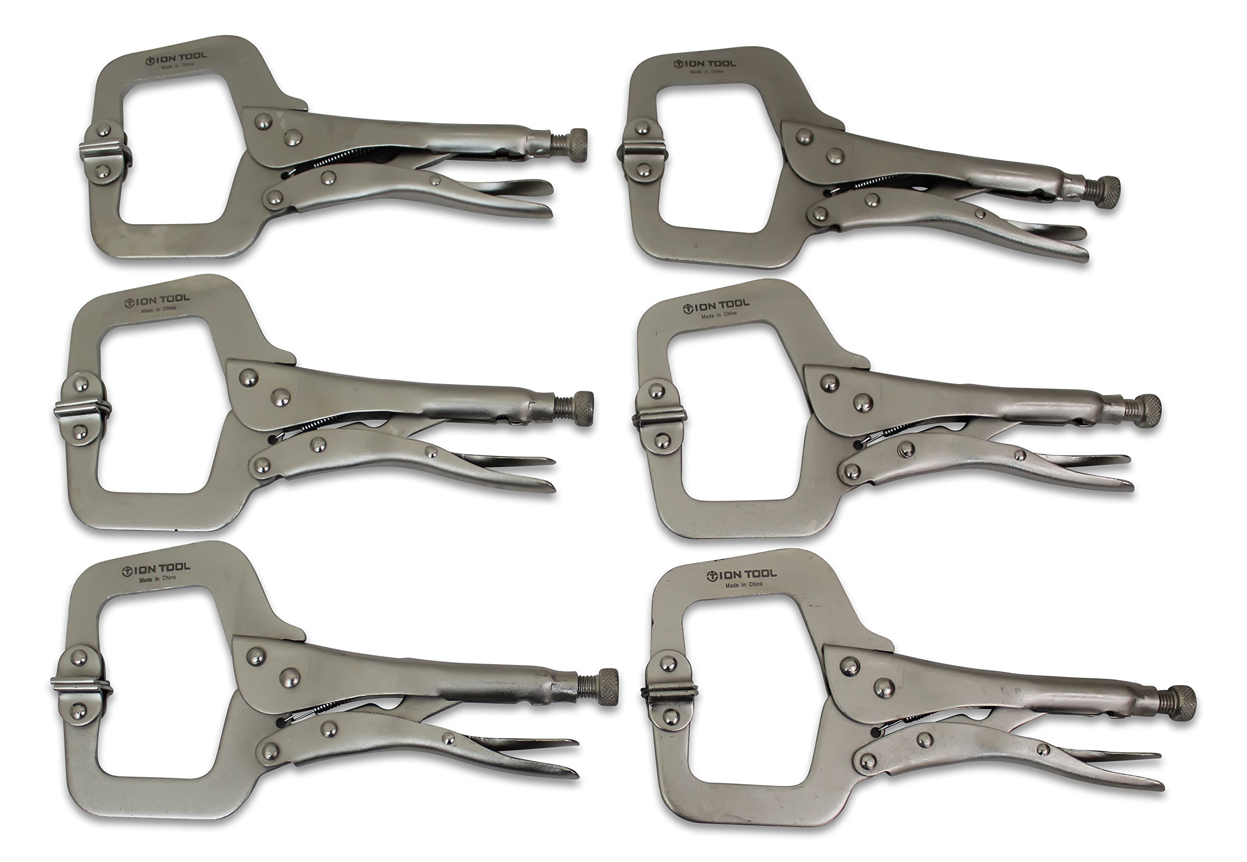 ION TOOL 6 Pack 11" CClamp Locking Pliers Swivel Pads 920942761145