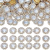 100 Pcs 12MM Sew on Rhinestones Crystals Glass Metal Base Sewing Flower Claw Rhinestones for Clothes Shoes Earring Belt Crafts Sewing Accessories(White Opal)
