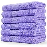 Cleanbear Wash Cloths Cotton Facecloths, Large Face Cloths 6 Ultra-Soft Washcloths for Bathroom and Guestroom, Fade-Resistant Face Towels 13 by 13 Inches (Lavender)
