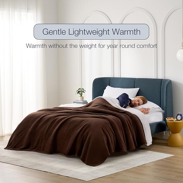 CASUAL LIVING SHERPA KING/CALI KING BLANKET PLUSH FUZZY COZY FLEECE BED BLANKET FOR BEDROOM OVERSIZED THROW FOR COUCH HOME DECOR WASHABLE REVERSIBLE PREMIUM WARM SOFT, 108-INCH X 90-INCH, BROWN