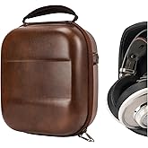 Geekria Shield Headphones Case Compatible with AKG K701 Ultra, Pro Audio K702/K72, K72, Replacement Hard Shell Travel Carrying Bag with Cable Storage (Brown Vegan Leather)