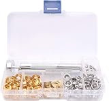 kuou Grommet Kit 100 Sets 1/4 Inch Eyelets Punch Kit Gold Silver view 2