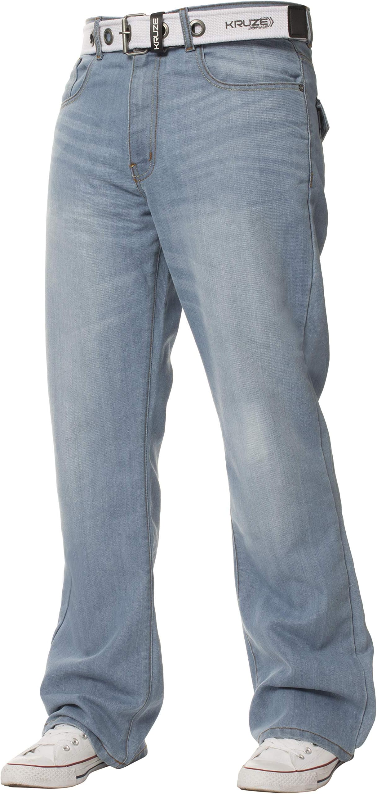 Kruze Mens Bootcut Jeans Flared Wide Leg Denim Pants Big Tall All Waist Sizes