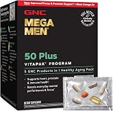 GNC Mega Men 50 Plus Vitapak Program for Men, 30 Packets, 30 Day Supply | 5-in-1 Daily Vitamin Pack with Clinically Proven Multivitamin, Fish Oil for Heart Health, and Saw Palmetto Prostate Support