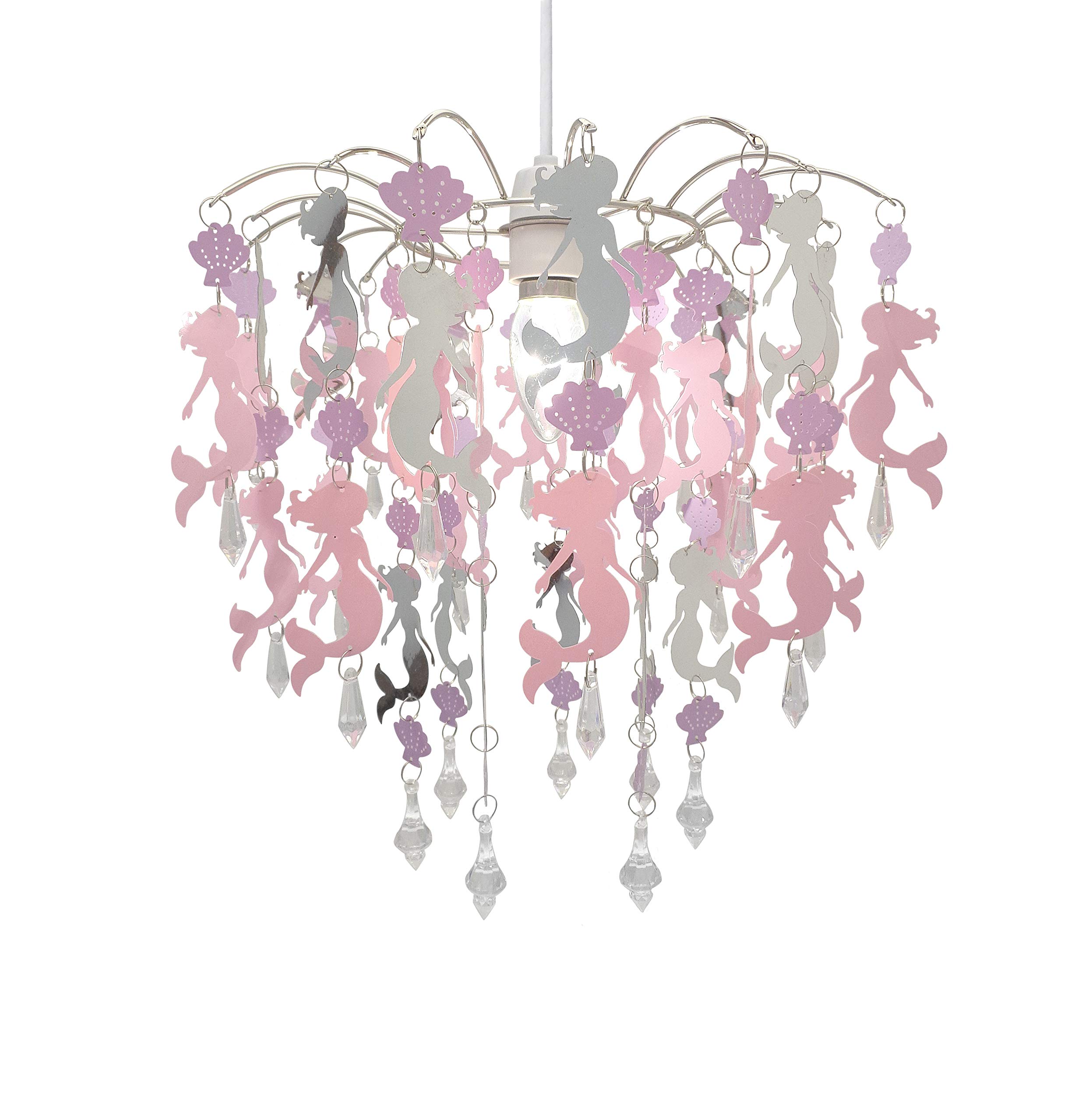 Children Ceiling Lights Bedroom Lamp Shade with Pendants Mermaid Flamingo Fairies Bedroom Chandelier Dangling Characters Gift Girls (Mermaid)